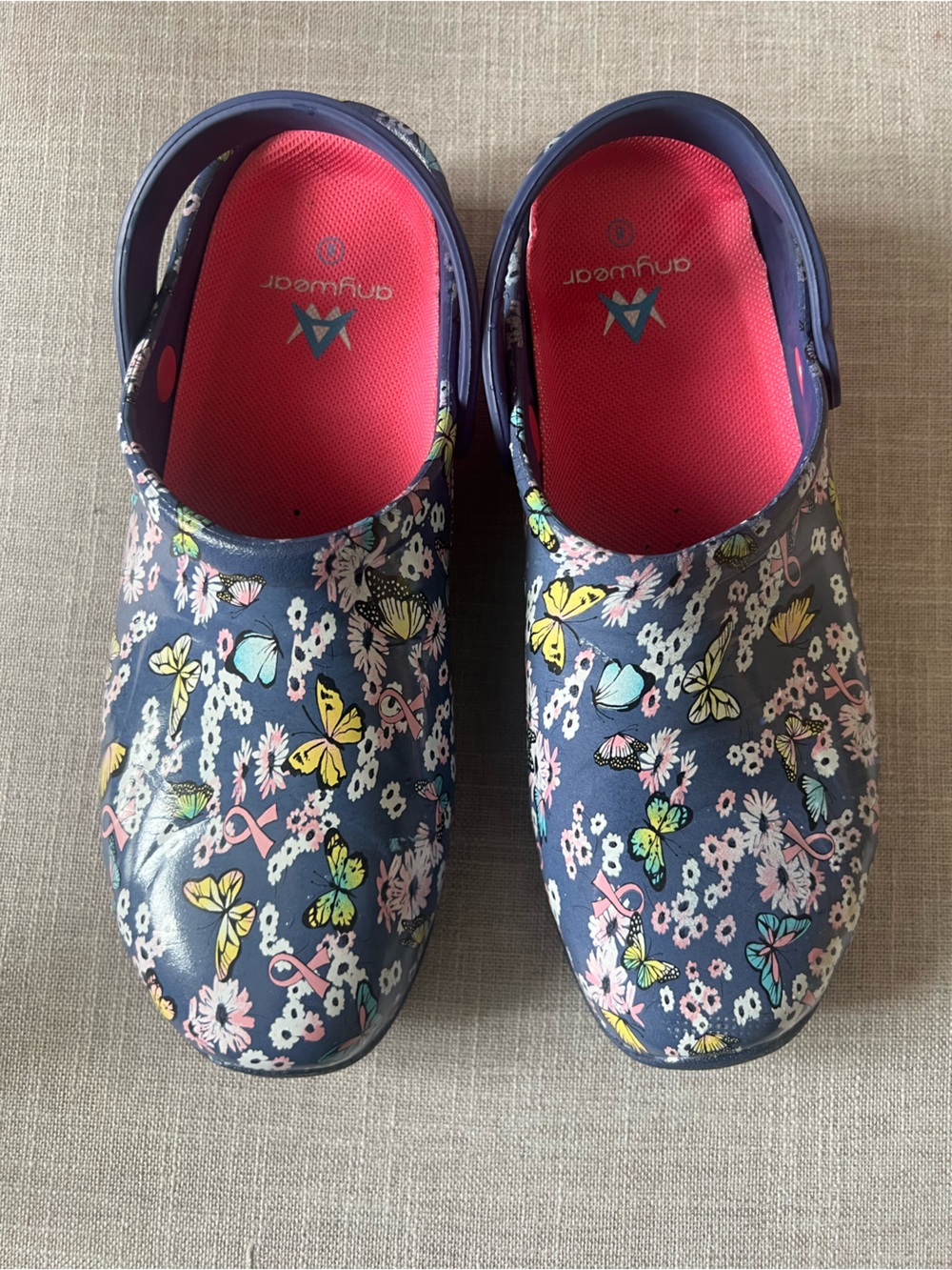 Anywear Floral Navy Slip-On Clogs - Women's 8, cottage, outdoors, casual